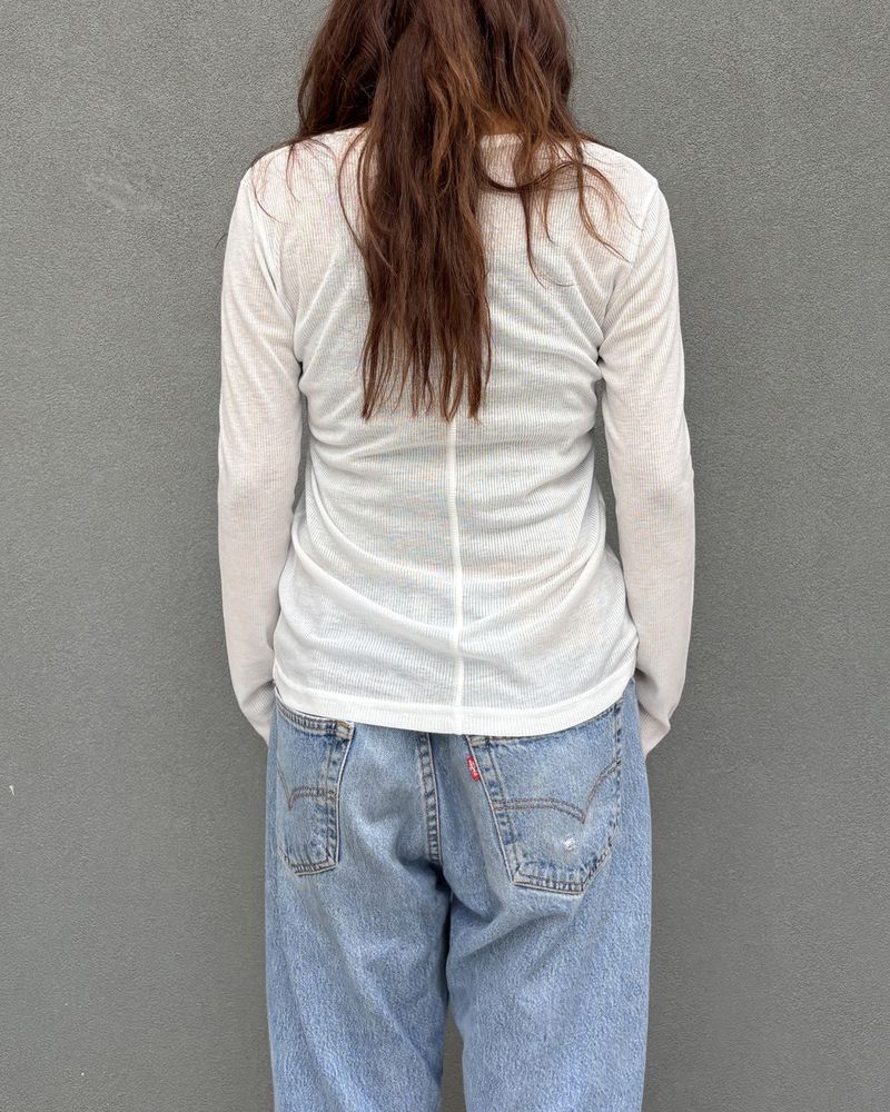 Vネックロングスリーブトップ (WHITE) ウィンメンズ