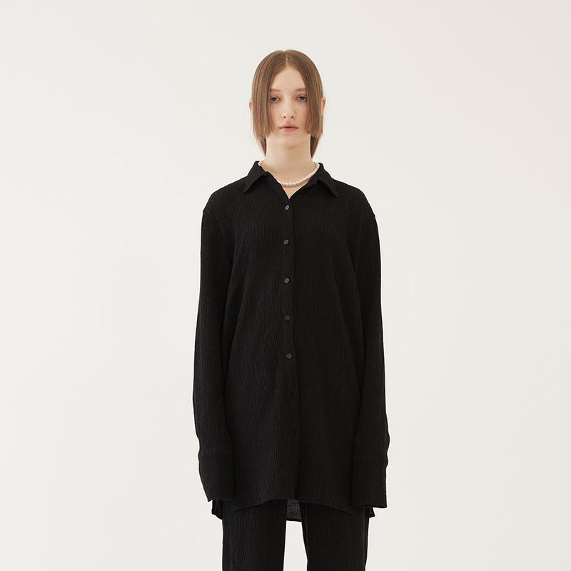 OVERSIZED PLEATS SHIRTS (BLACK)