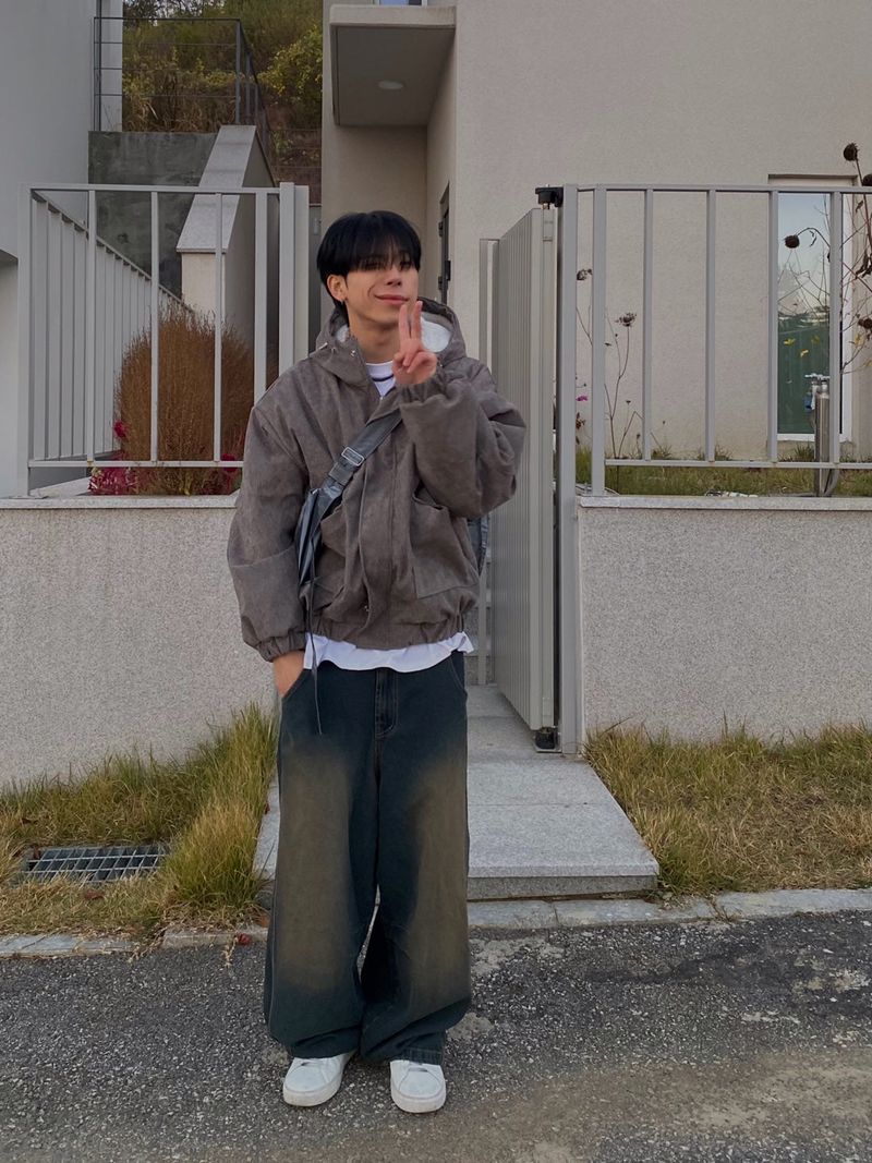 Mud Washing balloon denim pants