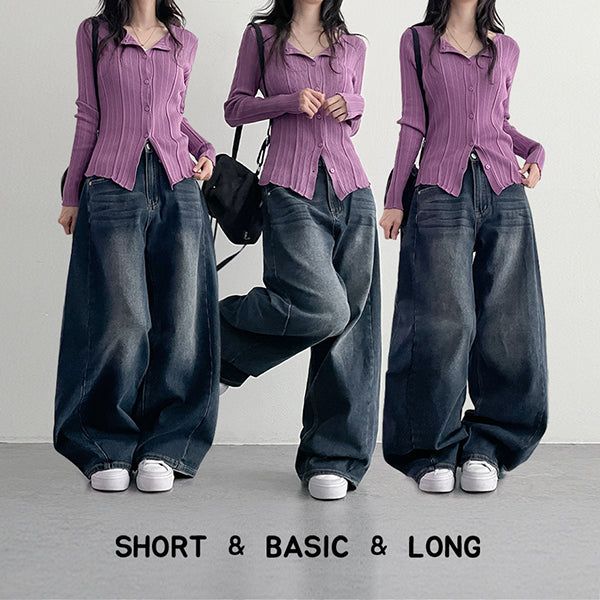 Fit guaranteed! Wide denim pants that cover the lower body (4 colors)