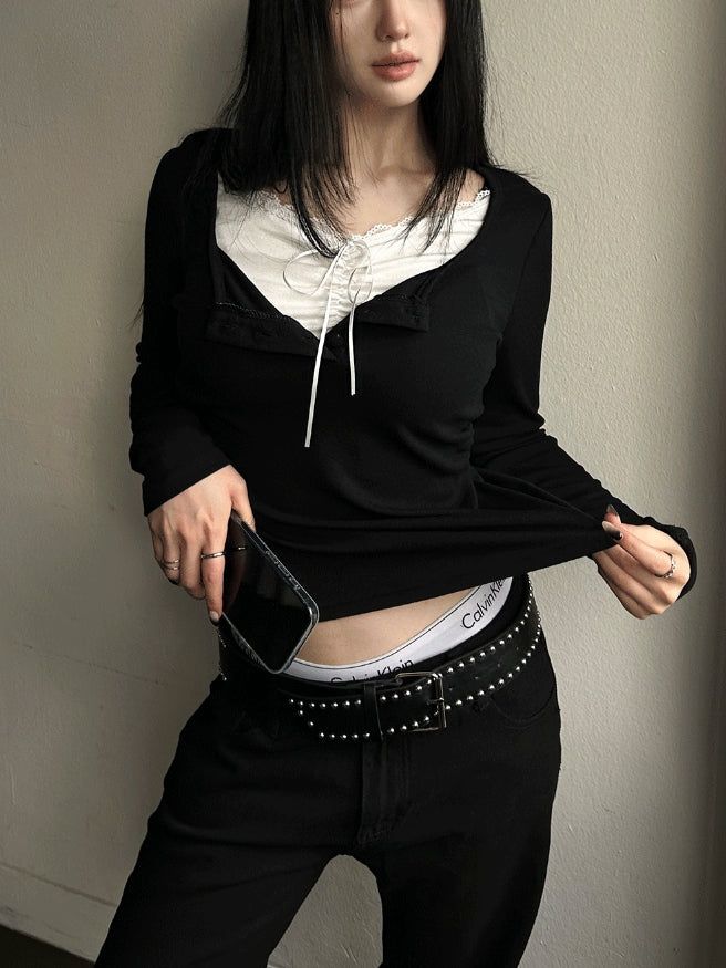 Ribbon shirring layered top
