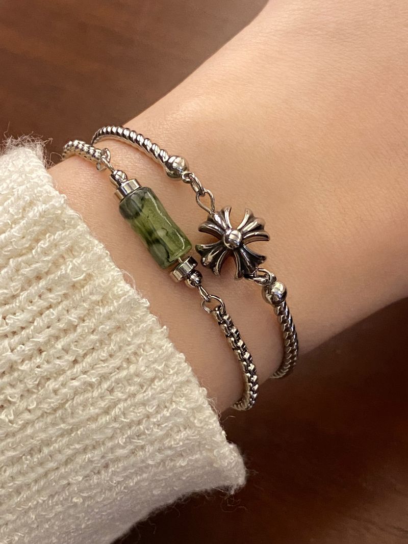 antique cross ball bracelet