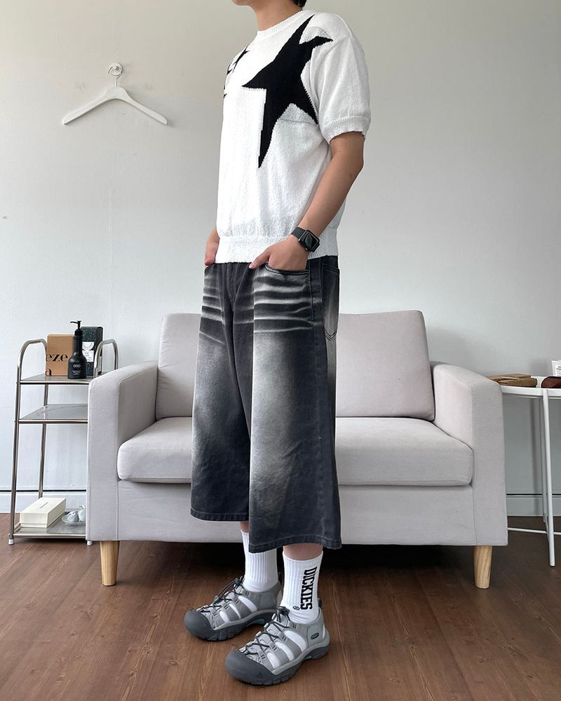 リーズウォッシングハーフデニムパンツ