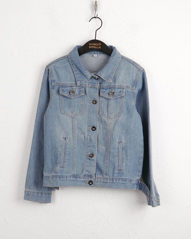 Turned damage slim fit denim jacket