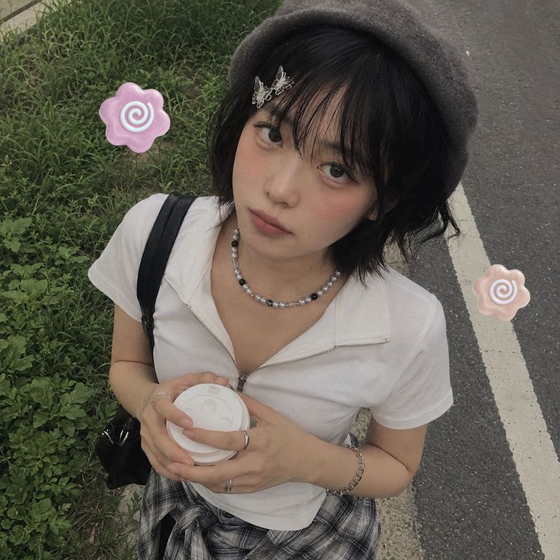 EX LOVE（イーエックスラブ）の「ブラックホワイトビーズパールボールドファッションデイリーネックレス（アクセサリー）」
