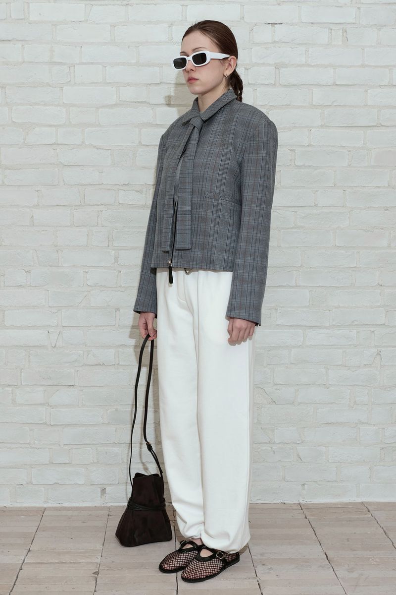 CHECK TAILORED TIE JACKET_BLACK