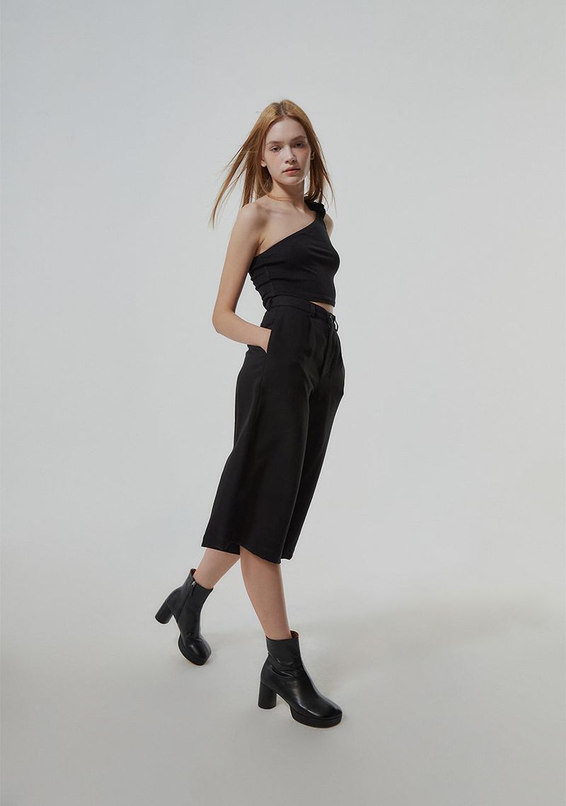 UNBALANCED WRINKLE TOP_BLACK