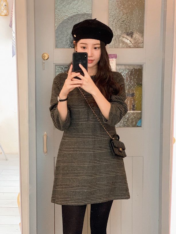 Classic Check Wool Mini Dress (2color)