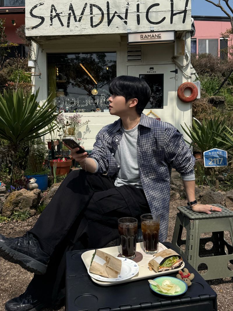Leon vintage washing checkered shirt