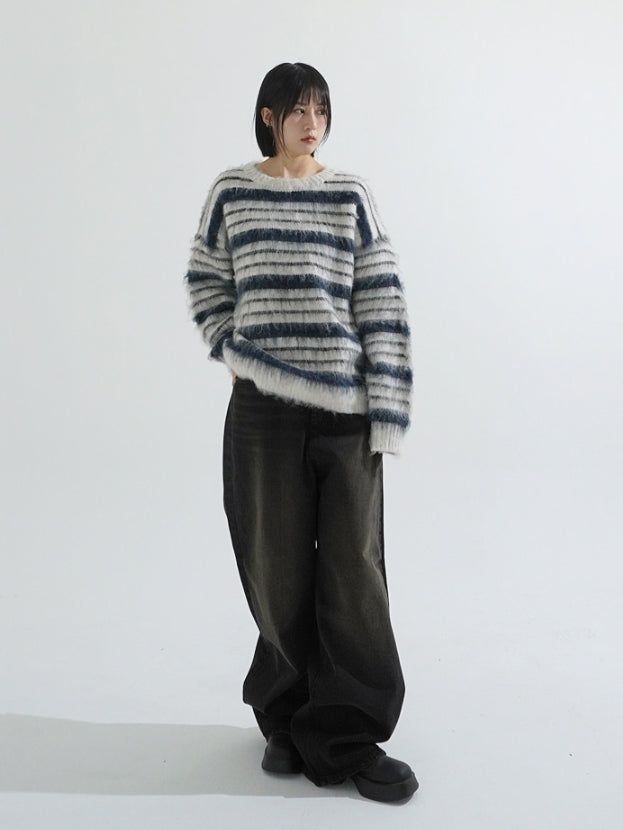 Mohair stripe heavy knit