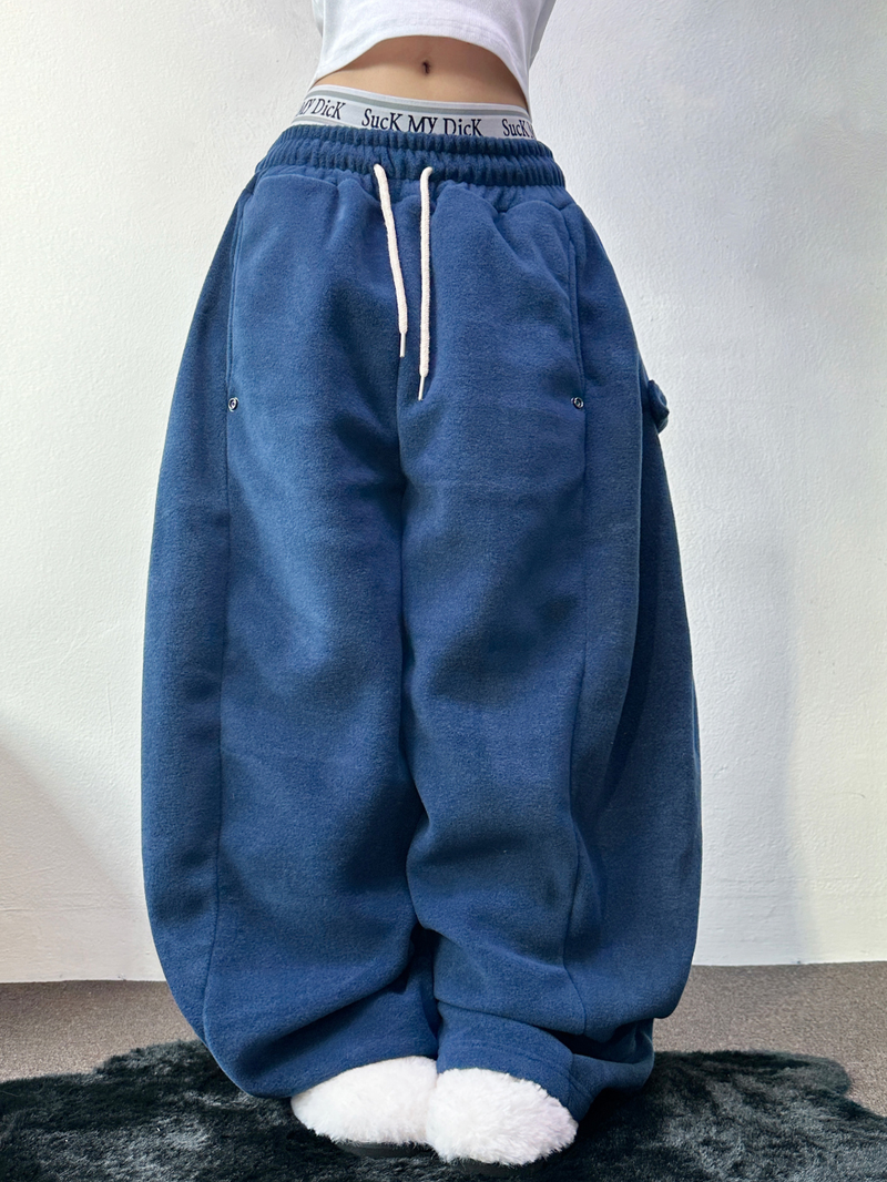 BOTH-SIDES FLEECE SNAP LONG PANTS 🧸🩵🤍6COLOR