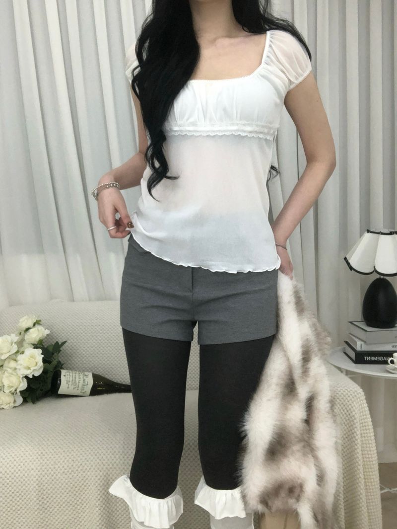 Sheer Lace Ribbon Top