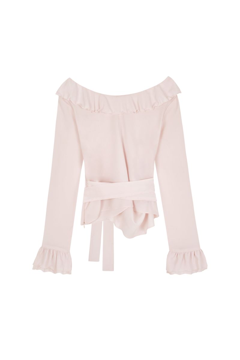 Blooming Ruffle Wrap Blouse, Pink