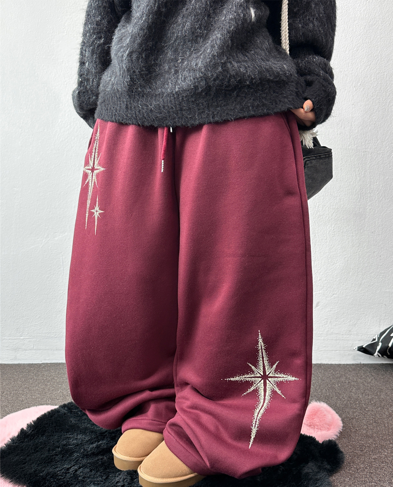 ワイドバルーンフリースラインドハッスルファイヤープリントワイドロングパンツ 🩶 3 COLOR