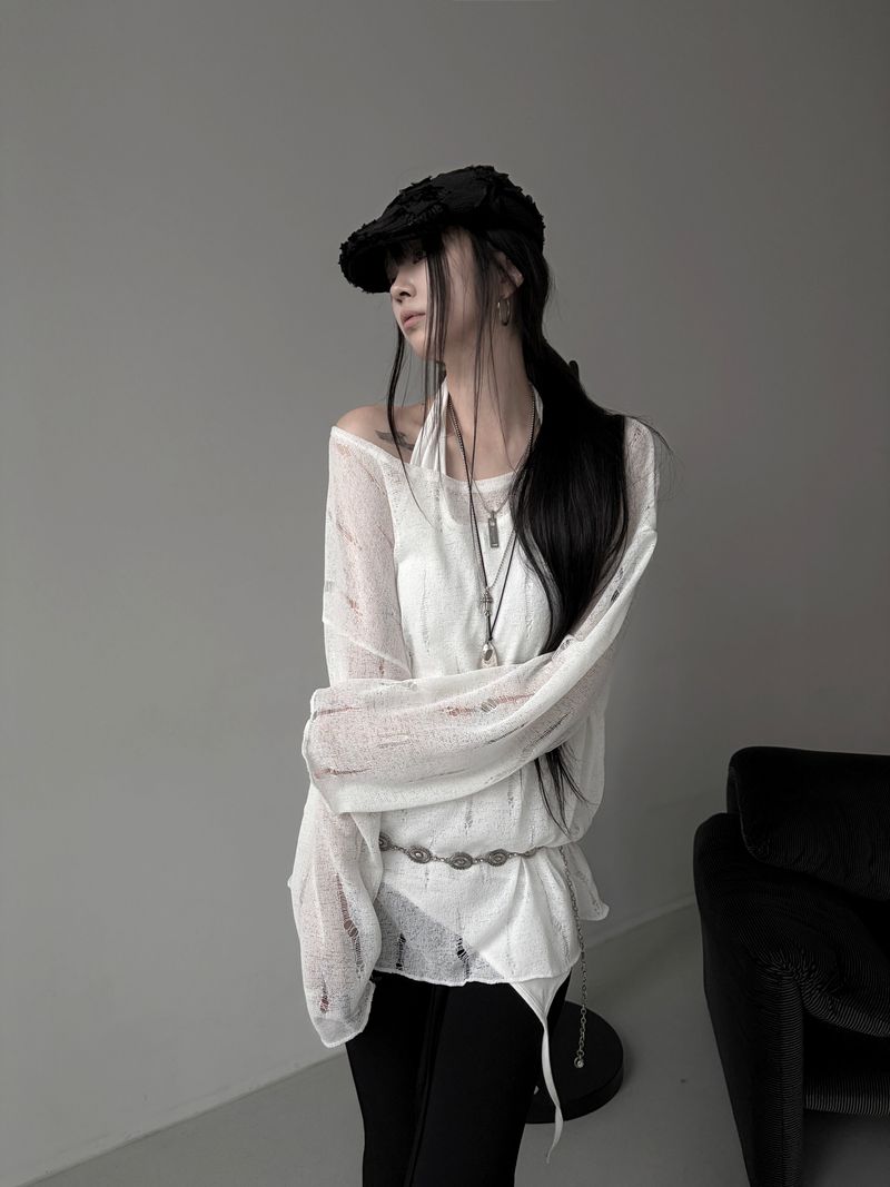 destroyed see-through knit (2color)