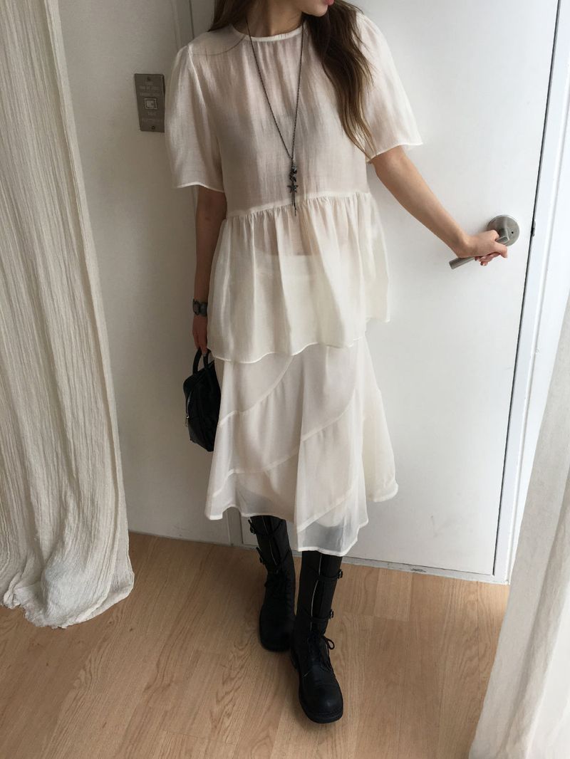 Sheer back ribbon blouse
