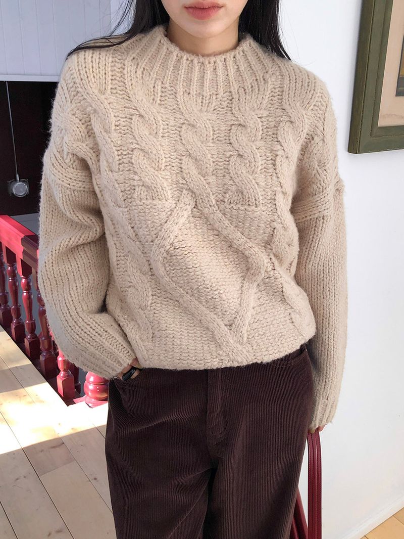[MADE] MUHR HIGH-NECK CABLE KNIT