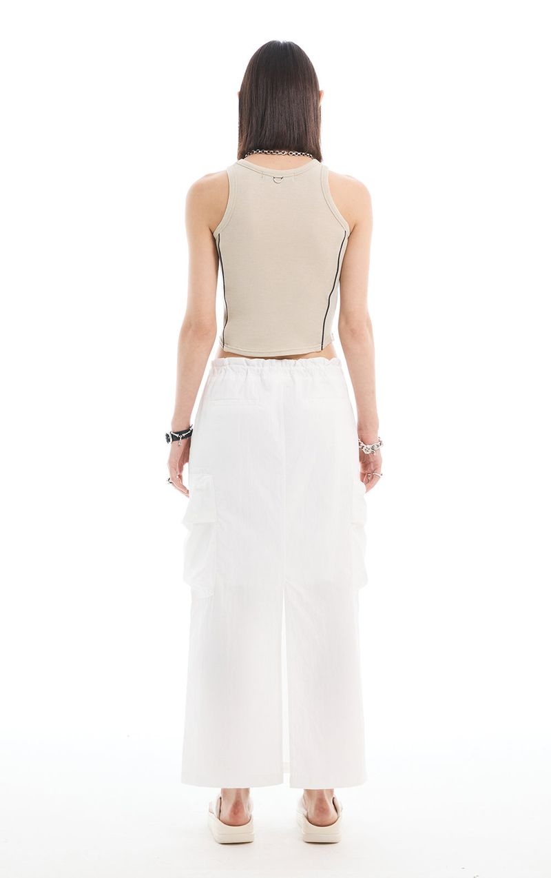 REFLECTIVE PIPING CROP TOP_LIGHT KHAKI