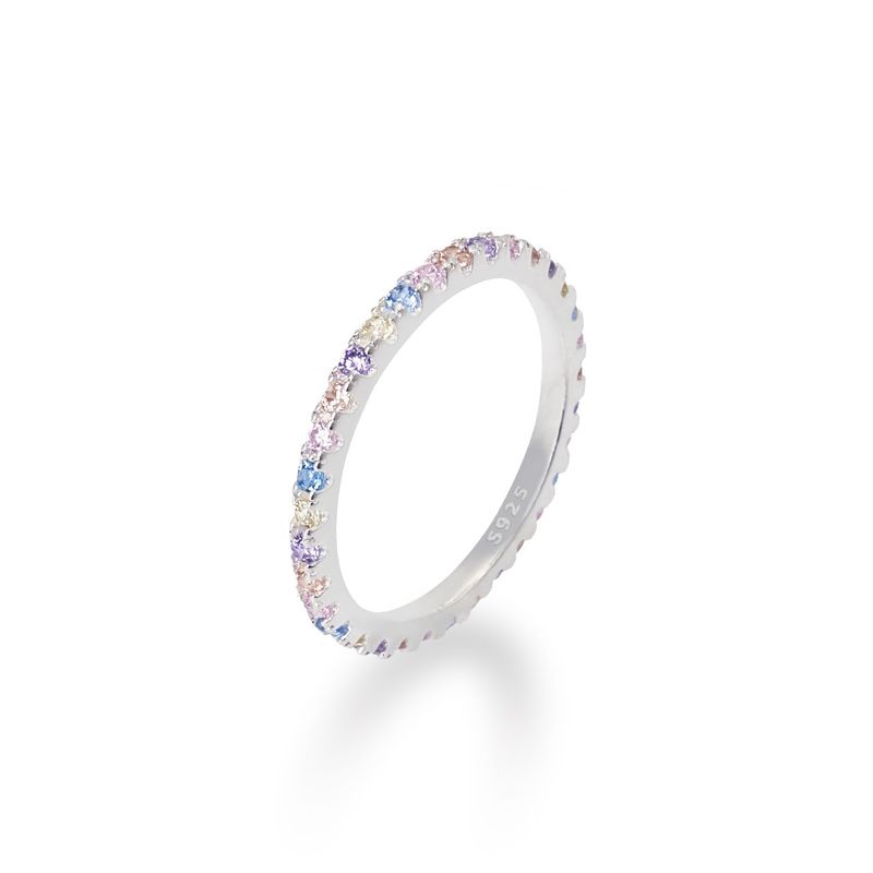 [S925] 2MM Pastel Tennis Rilng (silver)