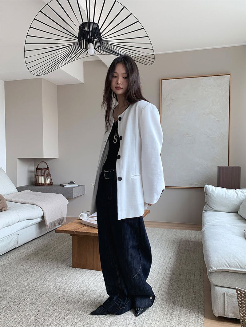 NON COLLAR LINEN JACKET (2C)