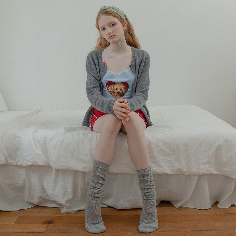CROCHET LACE KNEE SOCKS (GRAY)