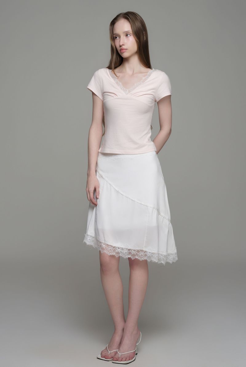 Rose tea lace v top, Pink