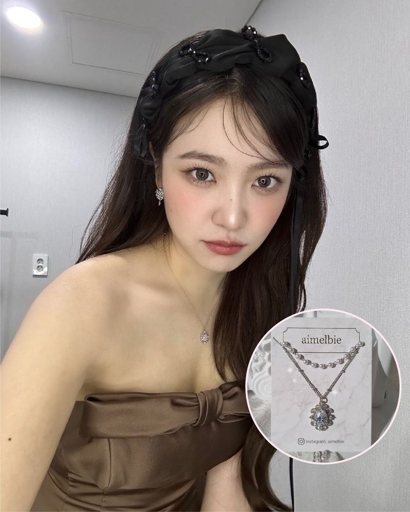 [IVE Liz Necklace/Anti-tarnish] Laced Waterdrop Layered Necklace