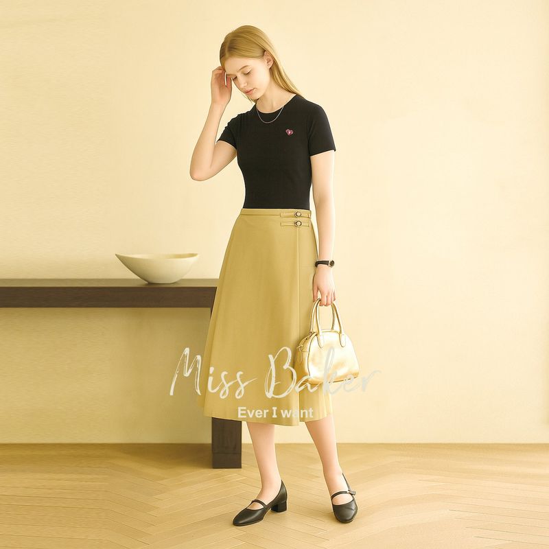 Miss Baker（ミスベイカー）の「ハートバイカーパッチTシャツ ブラック（トップス）」