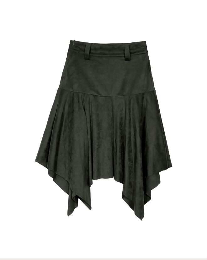 brondy matte suede asymmetric sk