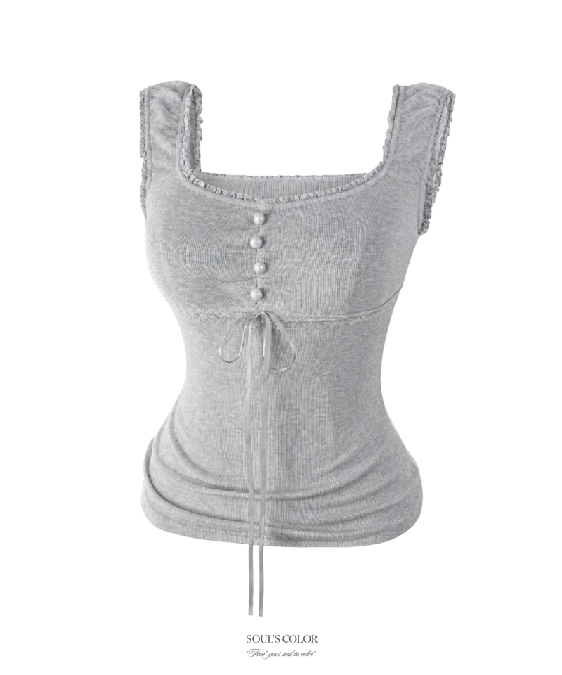 Clever Lace Ribbon Top (2color)