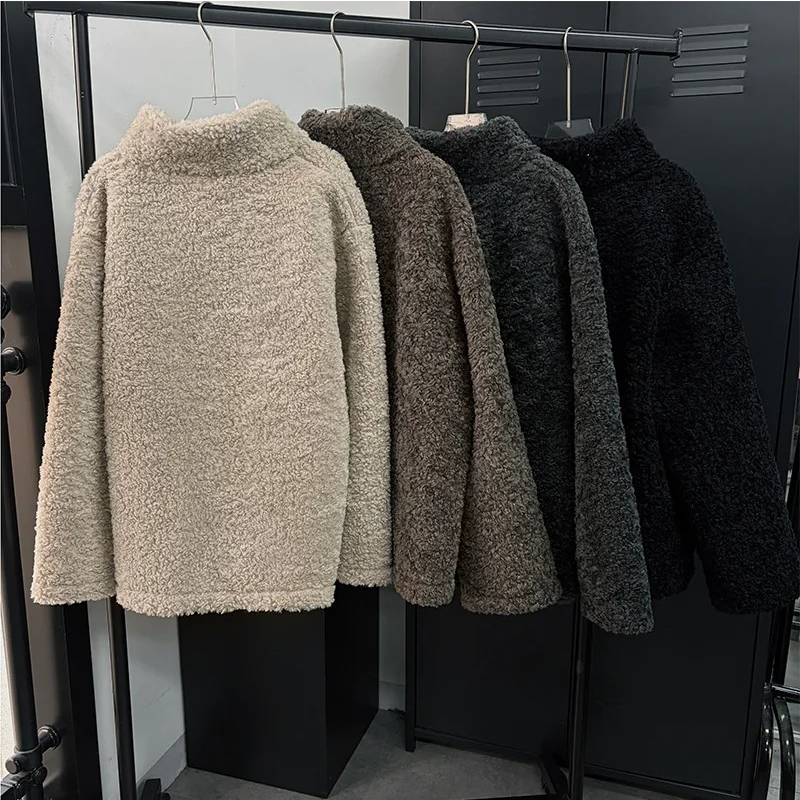High neck boucle half coat(4color)