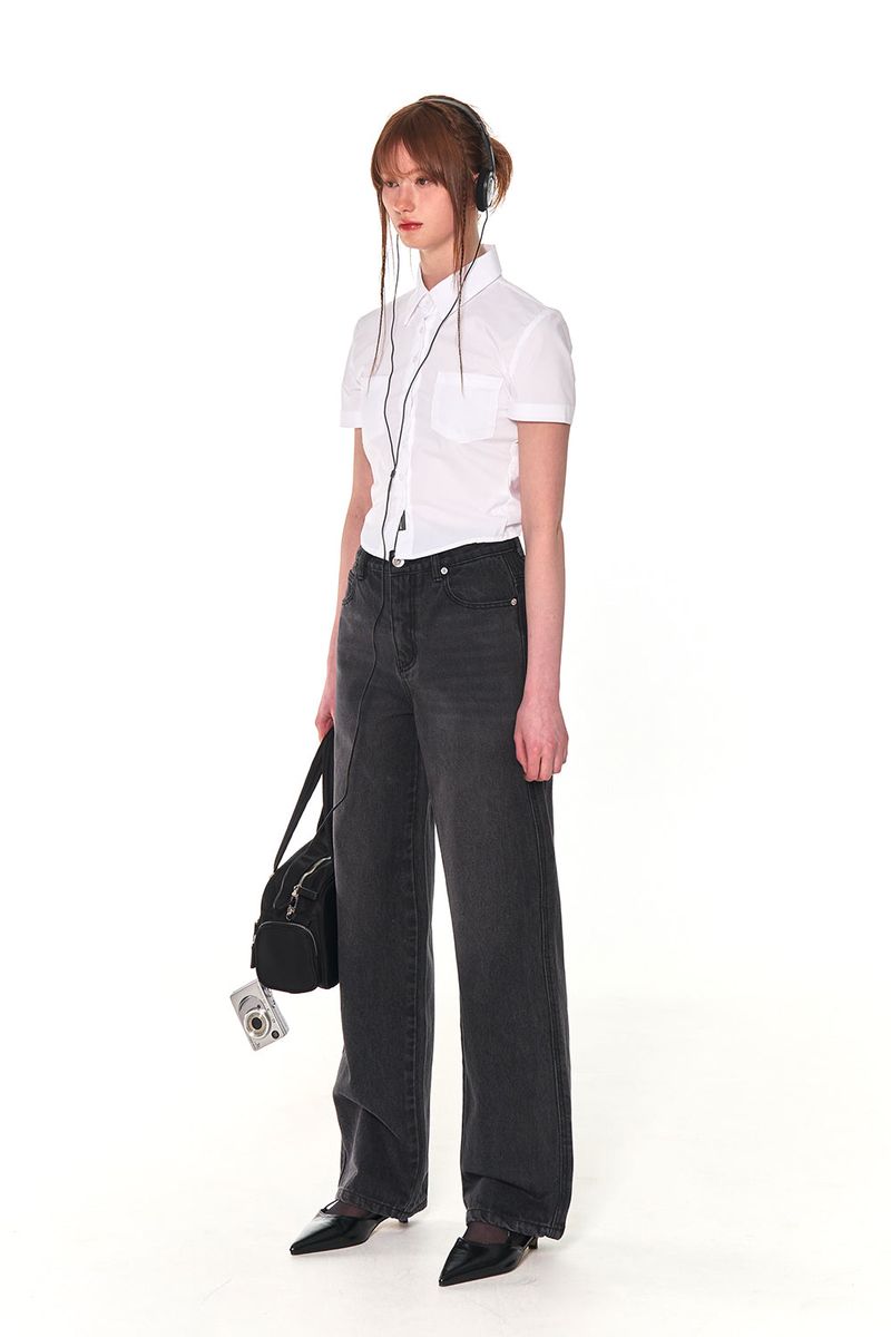 SLIM LINE CROP SHIRTS (WHITE)