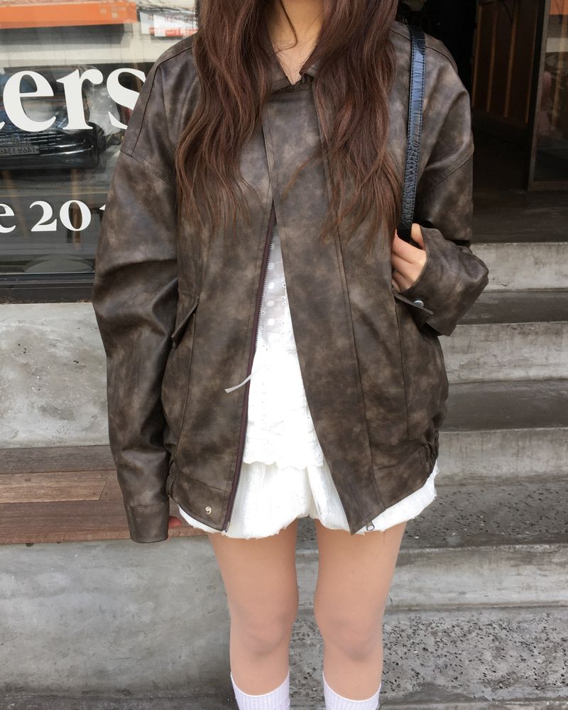 [Made] Rene leather jacket -brown