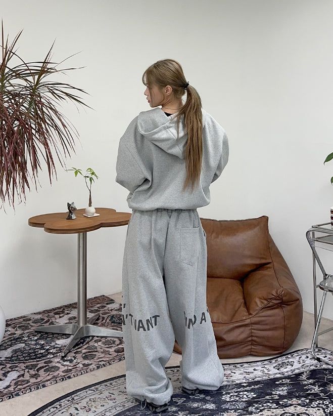 Freno Lettering Hooded Zip-Up
