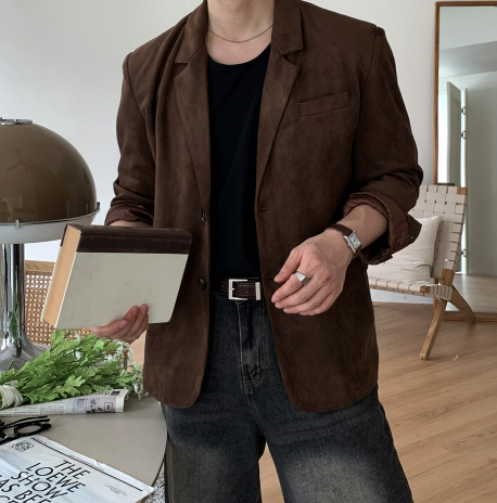 Look Hour Vintage Suede Overfit Blazer Jacket