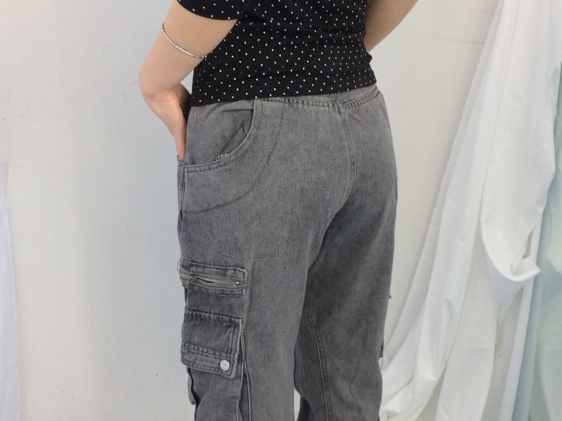 Pocket-line zipper bootcut pants