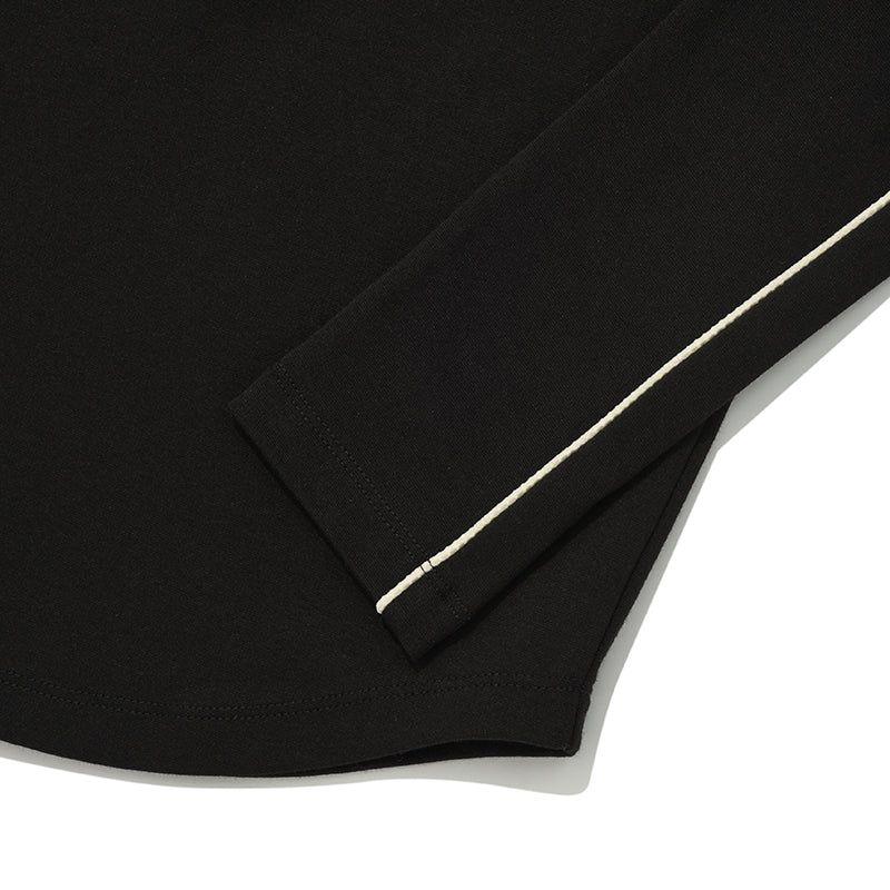 COLOR POINT HALF ZIP UP LONG SLEEVE [BLACK]