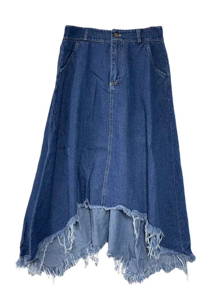 vintage jean damage long skirt