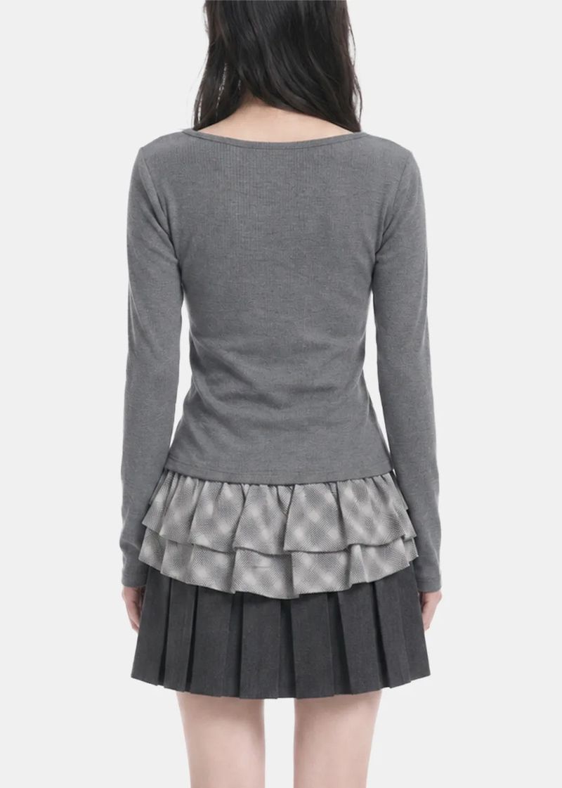 Ellie Check Frill Layered Cardigan Set