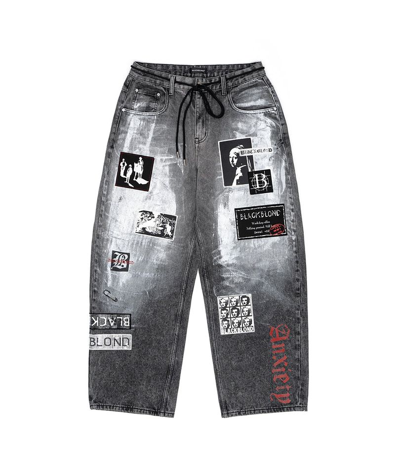 BBD Anxiety Multi Patch Denim Pants (Vintage Black)