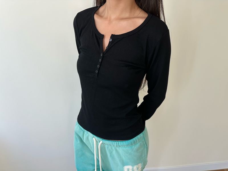 soft button henley top