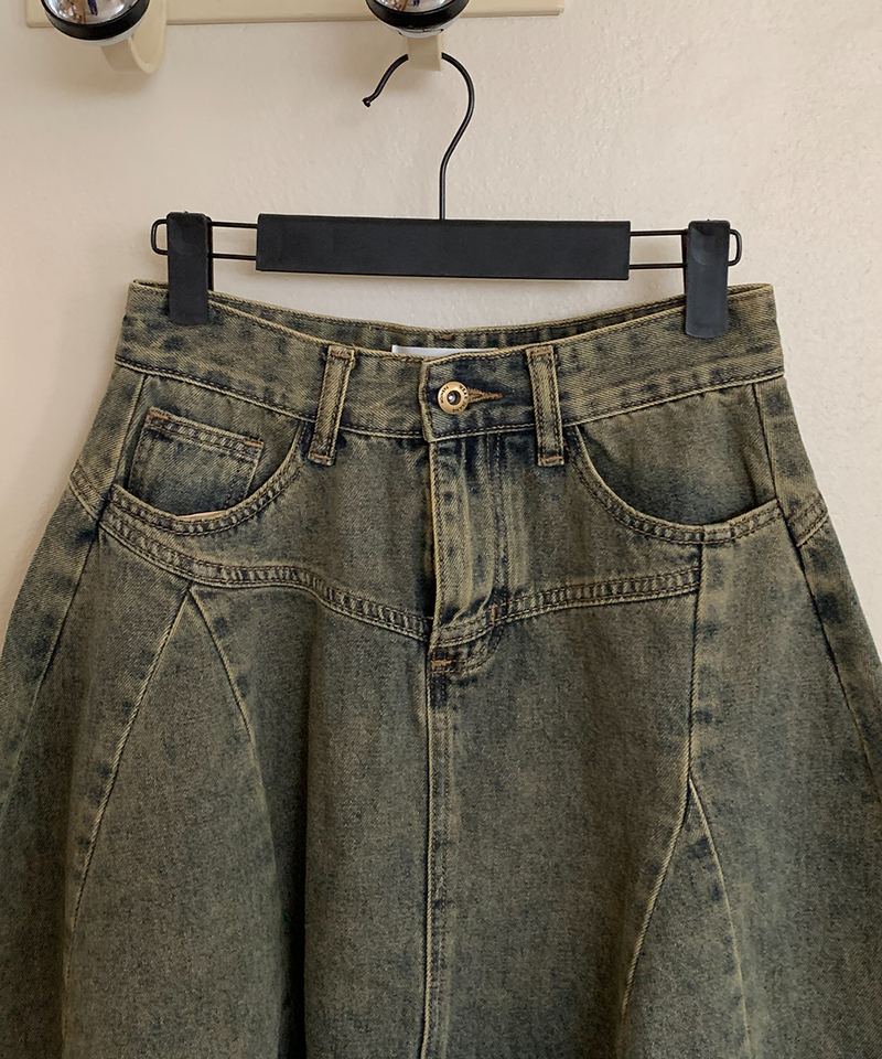 Nairo Unbalance Denim Surgery Midi Skirt