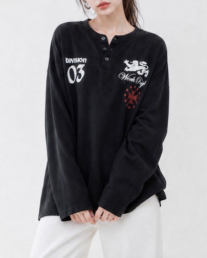 (UNISEX) Project Waffle Henley Long Sleeve