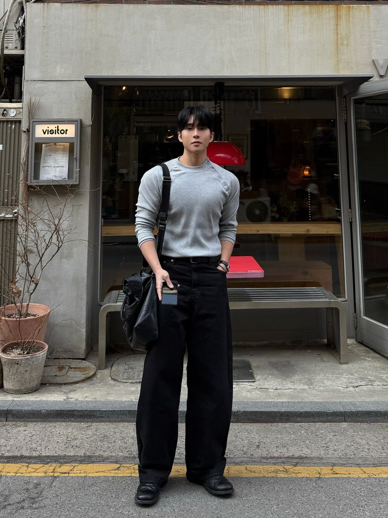 Run ribbed side muscle long sleeve tee