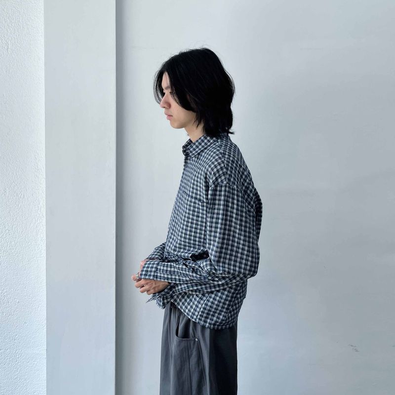 Retro Gradient Check Cropped Shirt
