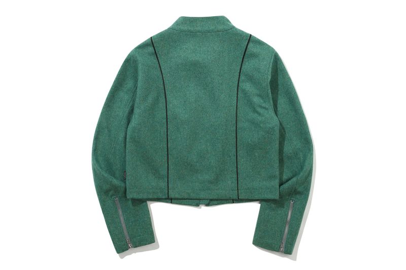 PIPING WOOL BIKER JACKET