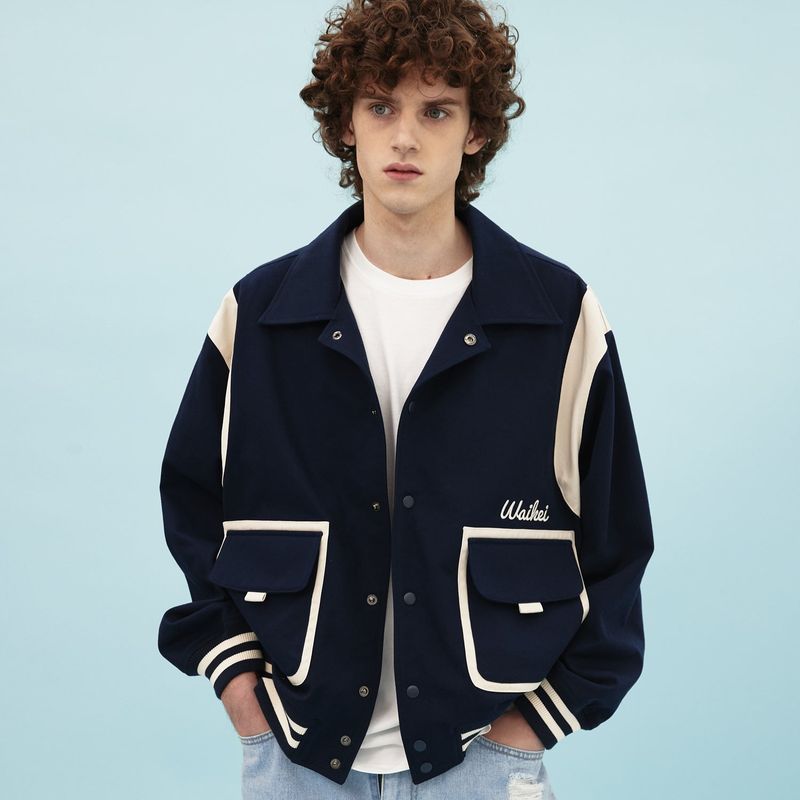 Double pocket varsity jacket