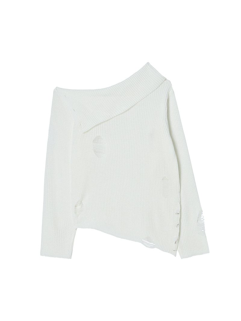 DAMAGE OFF SHOULDER KNIT WHITE