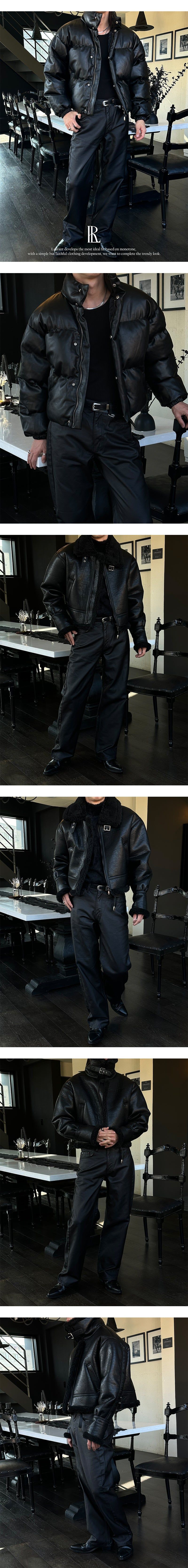 [Unisex] Coating leather wide pants