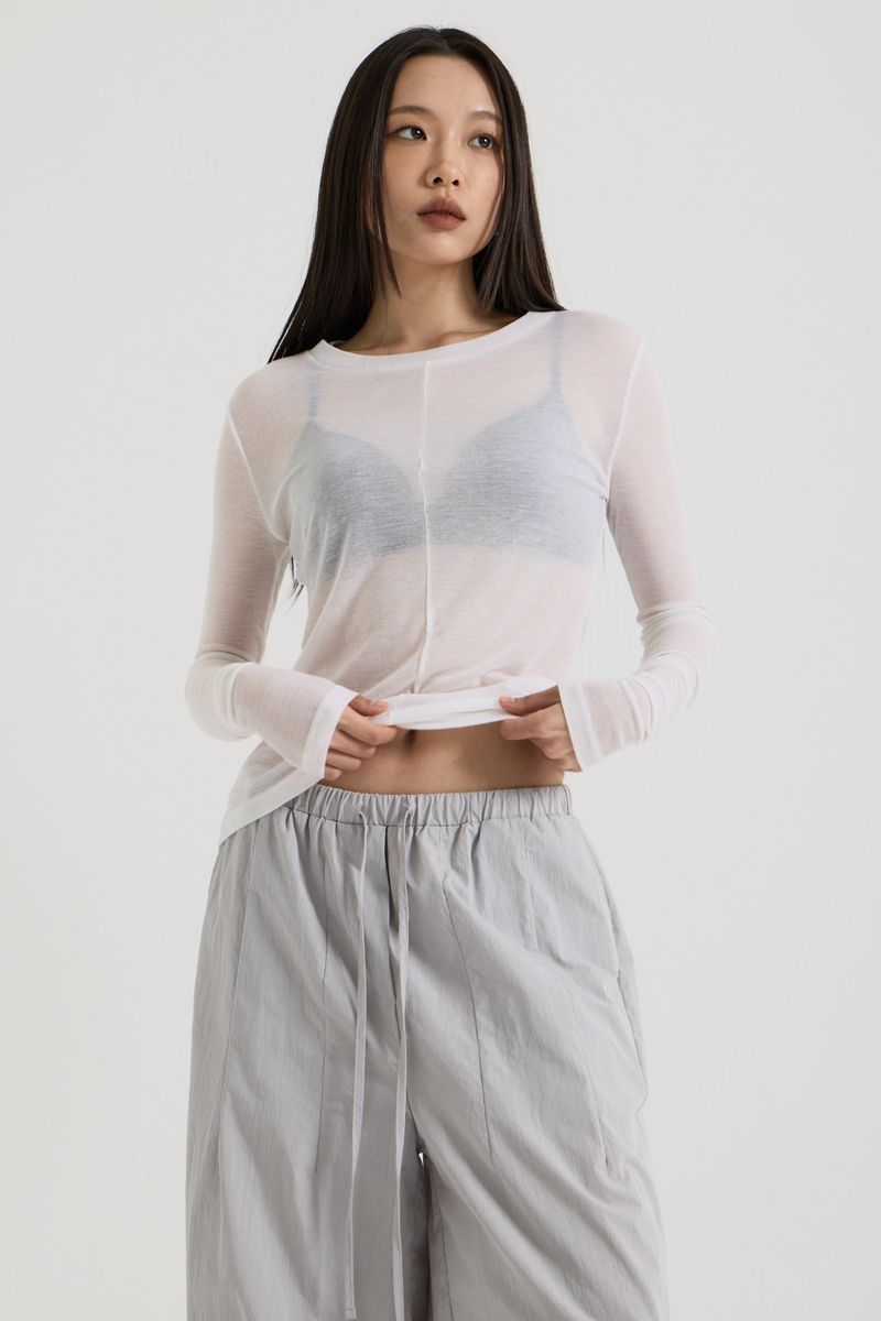French Wool Tencel Long Sleeve, White